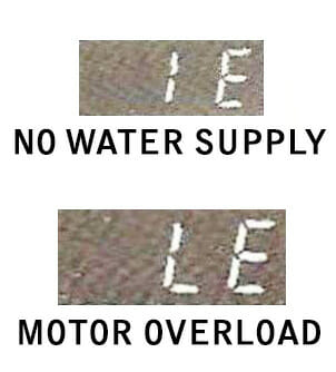 LG washer error code LE and 1E